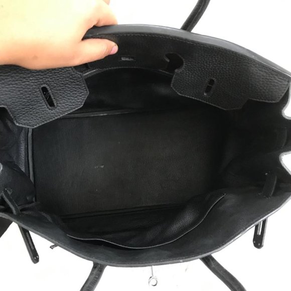 Hermes Birkin Handbag Noir Clemence with Palladium Hardware 35 Black - Picture 7 of 11